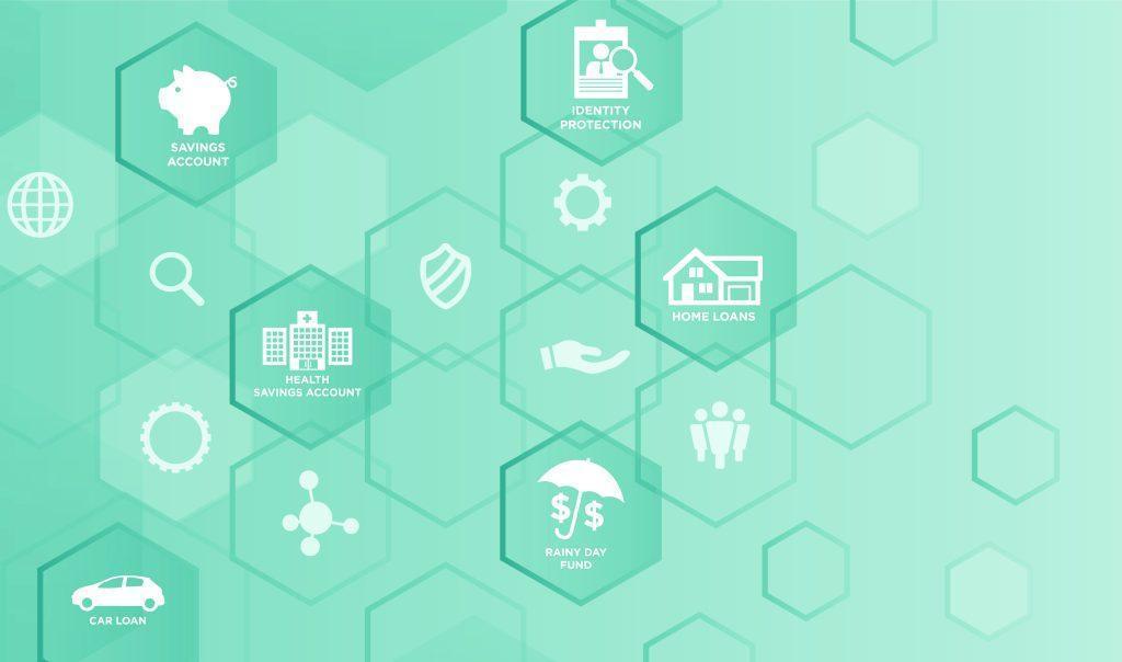 illustration of financial product icons